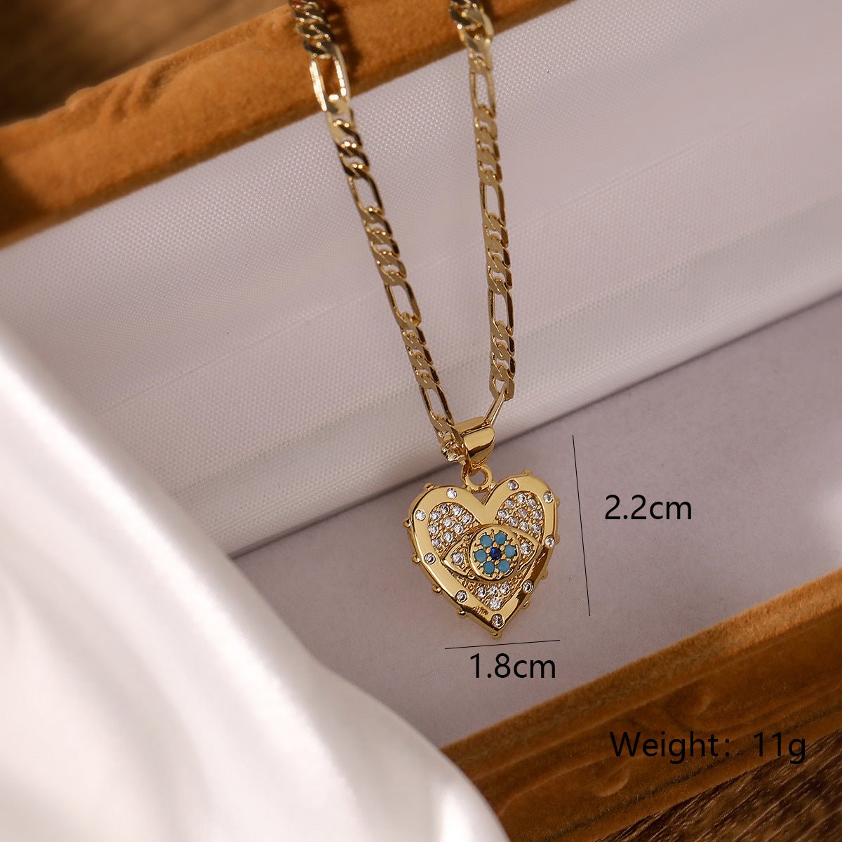 Fashion Jewelry Personality Copper Plated Real Gold Heart - shaped Zircon Pendant Necklace And Earrings Suite - One for All