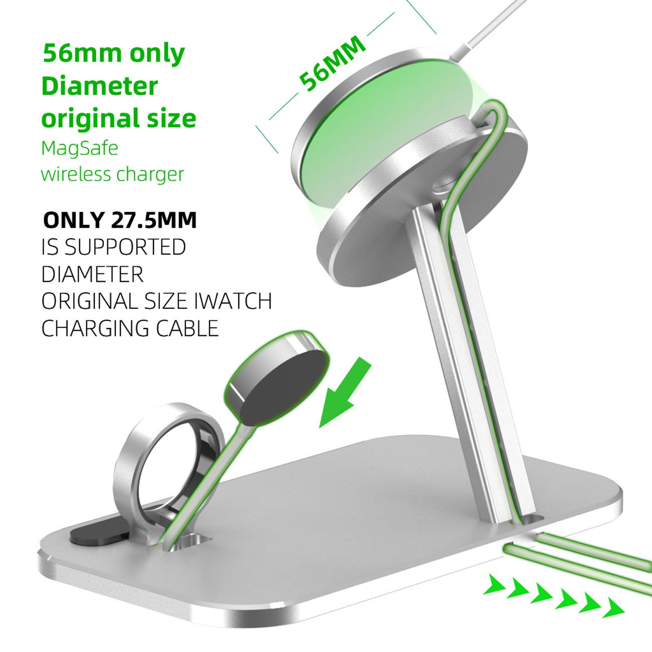 Alloy Storage Base Data Cable Accessories Watch Charging Stand - One for All