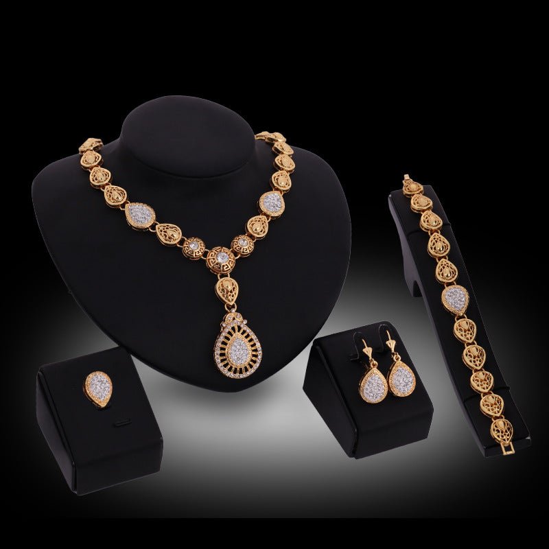 Fashion popular jewelry four - piece necklace earrings exaggerated set European and American party jewelry set - One for All