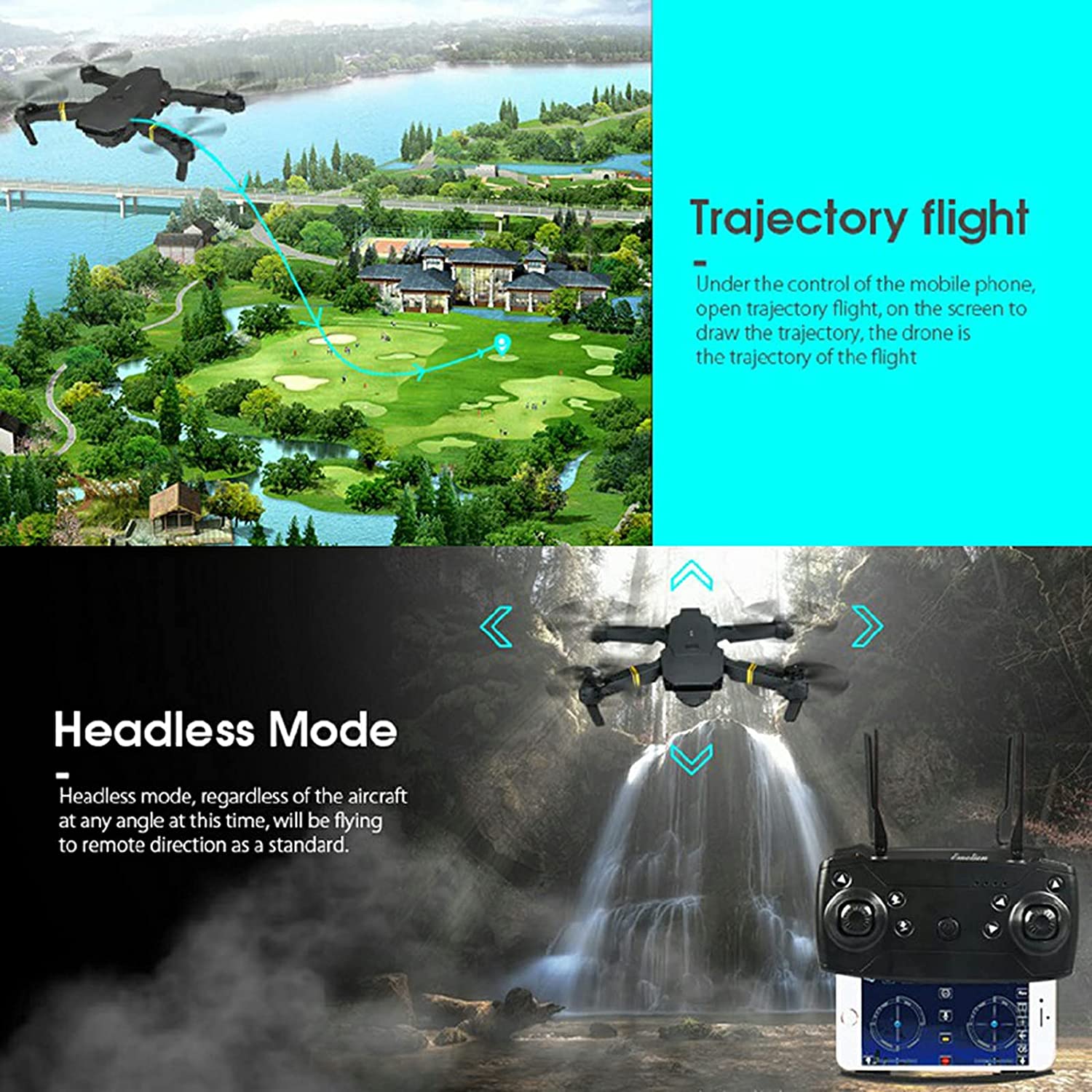 4K HD Dual Camera RC FPV WiFi Portable Wide Angle Foldable Quadcopter Drone - One for All