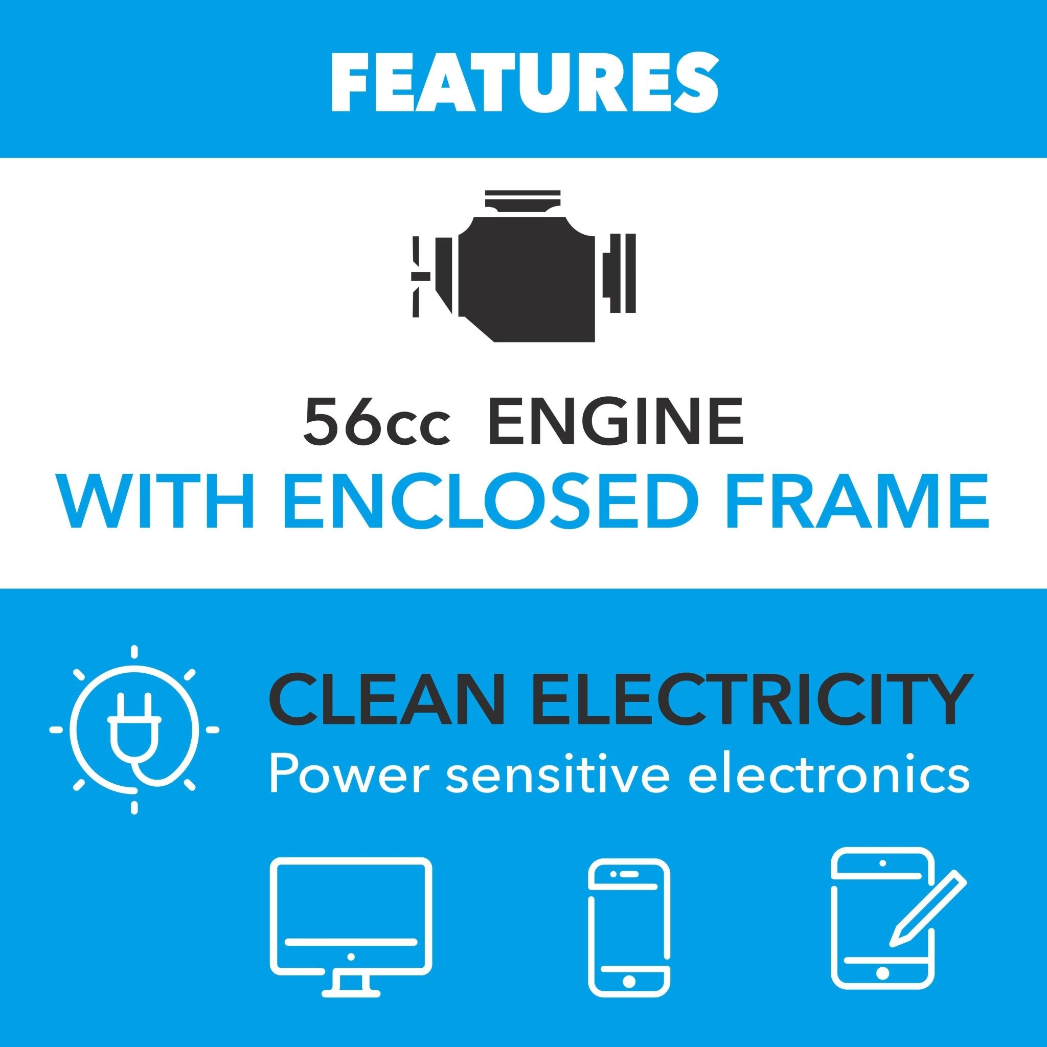 Pulsar PG1202s 1200W Peak 900W Rated Portable Gas - Powered Generator - One for All