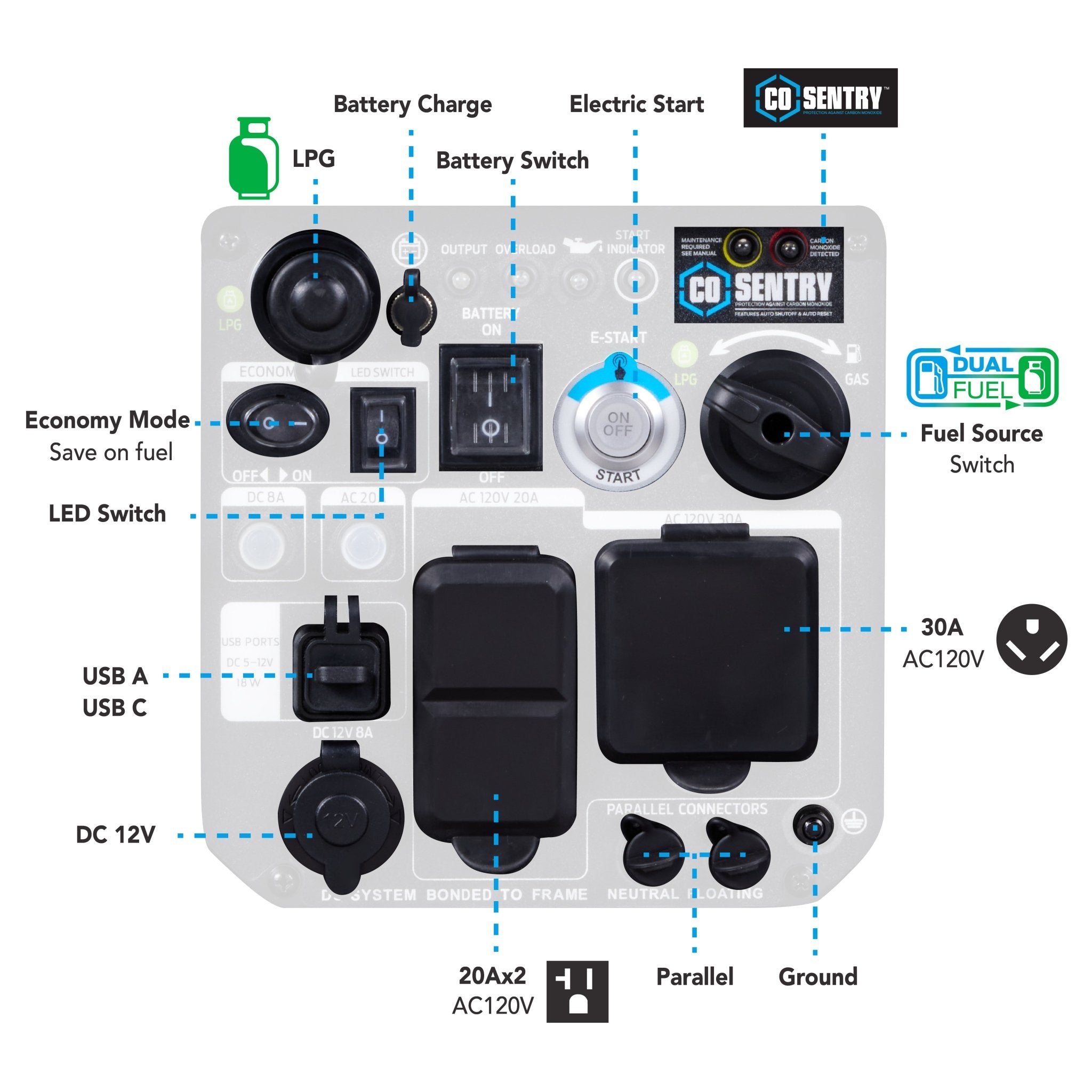 4000W Dual Fuel Inverter Generator with CO Sentry - One for All