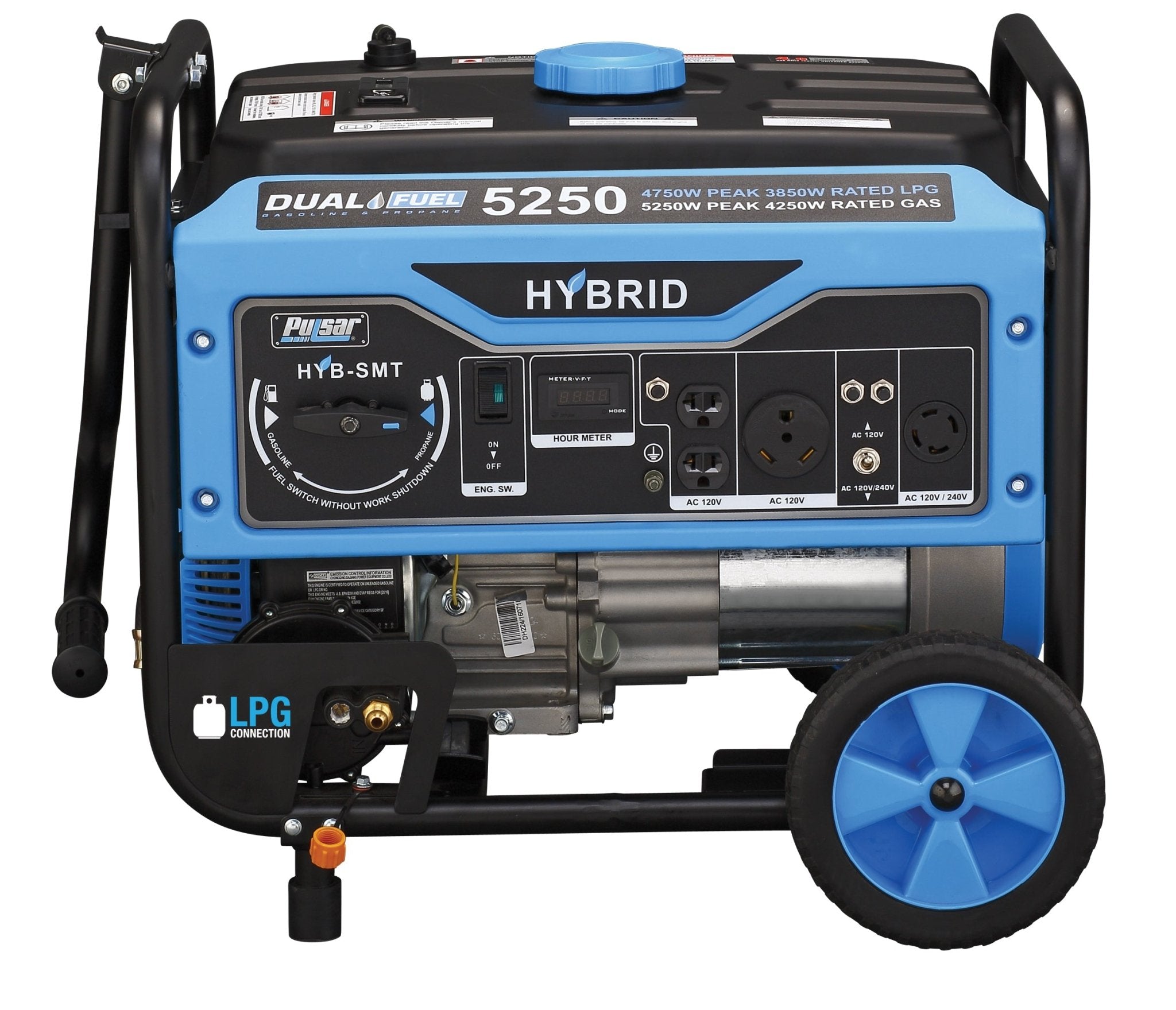 Pulsar Hybrid Dual Fuel Gas Propane Portable Generator 5250W Peak PG5250B - One for All