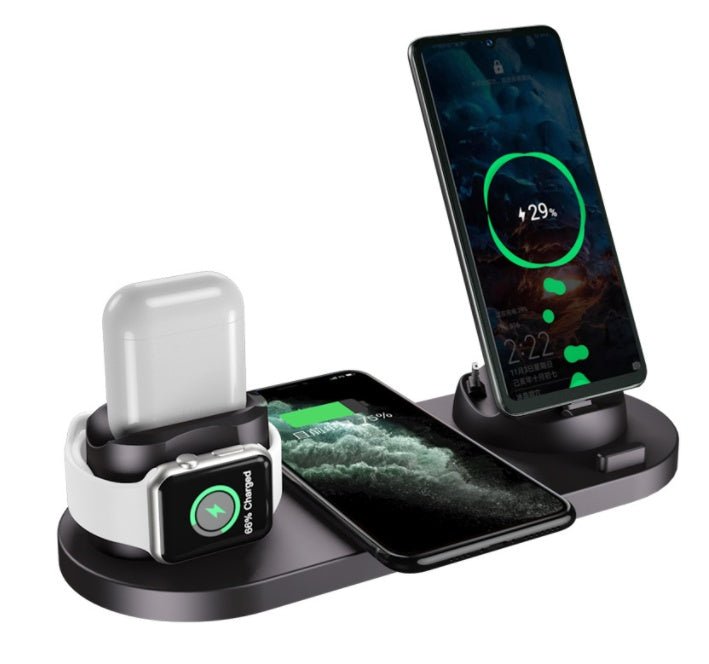Wireless Charger For IPhone Fast Charger For Phone Fast Charging Pad For Phone Watch 6 In 1 Charging Dock Station - One for All