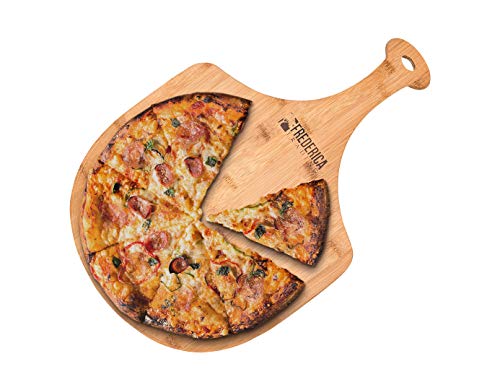 Premium Natural Bamboo Pizza Peel Paddle and Cutting Board (For Pizza, Fruit, Vegetables, Cheese) - One for All
