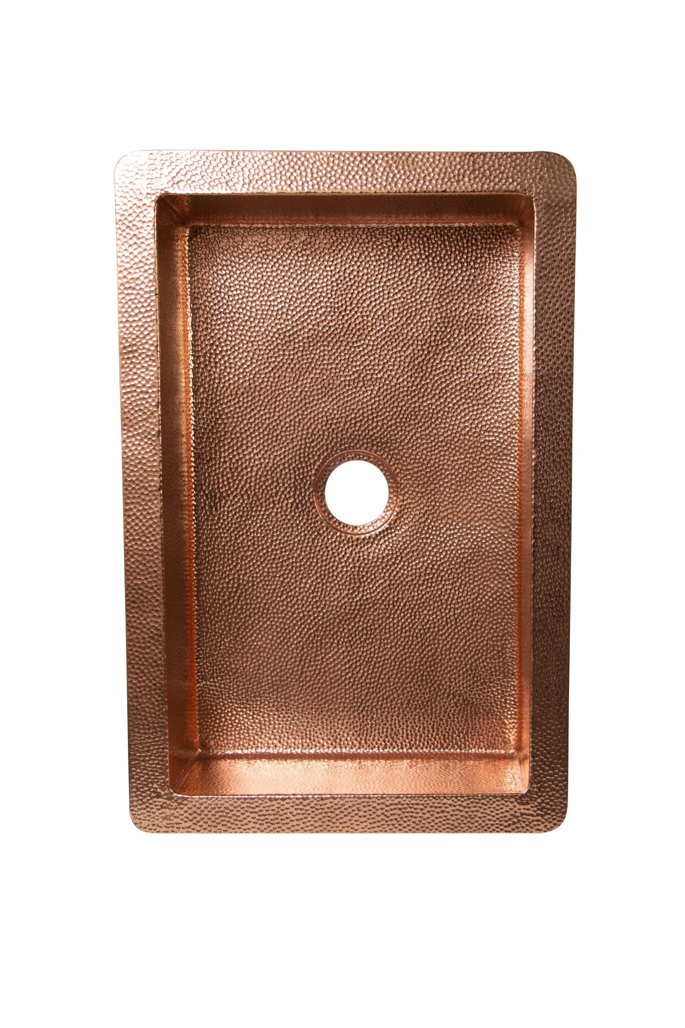 33" Drop - in Single Well Plain Hammered Copper Kitchen Sink - One for All