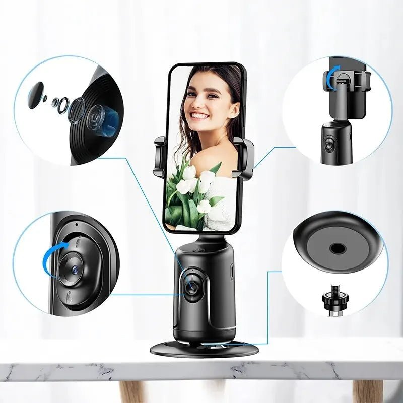 360 Auto Face Tracking Gimbal AI Smart Gimbal Face Tracking Auto Phone Holder For Smartphone Video Vlog Live Stabilizer Tripod - One for All