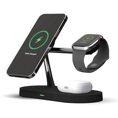 Multifunctional Five - In - One Magnetic Wireless Charging Watch Headset Desktop Mobile Phone Holder Charger 15W Fast Charge - One for All