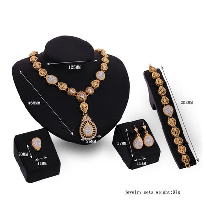 Fashion popular jewelry four - piece necklace earrings exaggerated set European and American party jewelry set - One for All