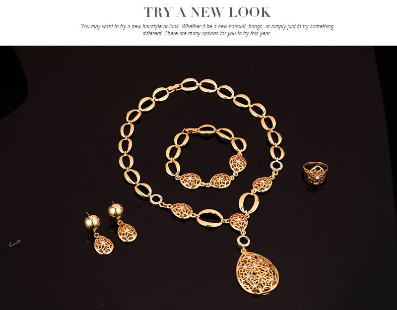Jewelry Fashion Necklace Earrings Bracelet Ring Four Piece Jewelry Set - One for All