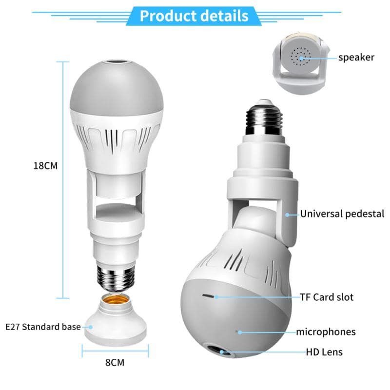 360° Panoramic Hidden Light Bulb Wifi Camera - One for All