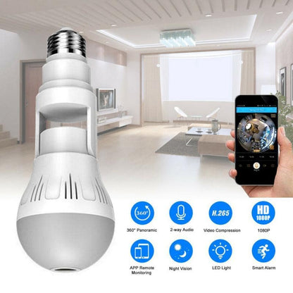 360° Panoramic Hidden Light Bulb Wifi Camera - One for All
