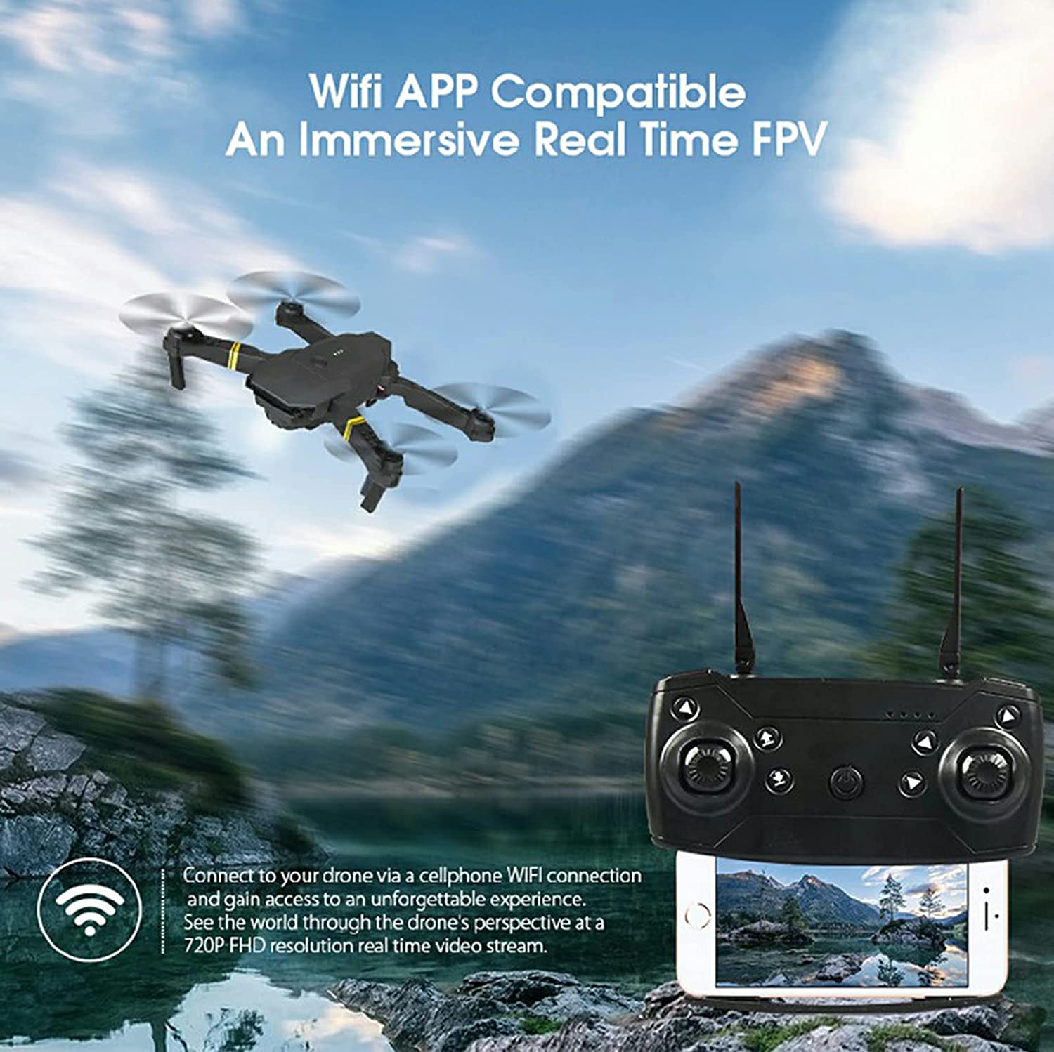 4K HD Dual Camera RC FPV WiFi Portable Wide Angle Foldable Quadcopter Drone - One for All