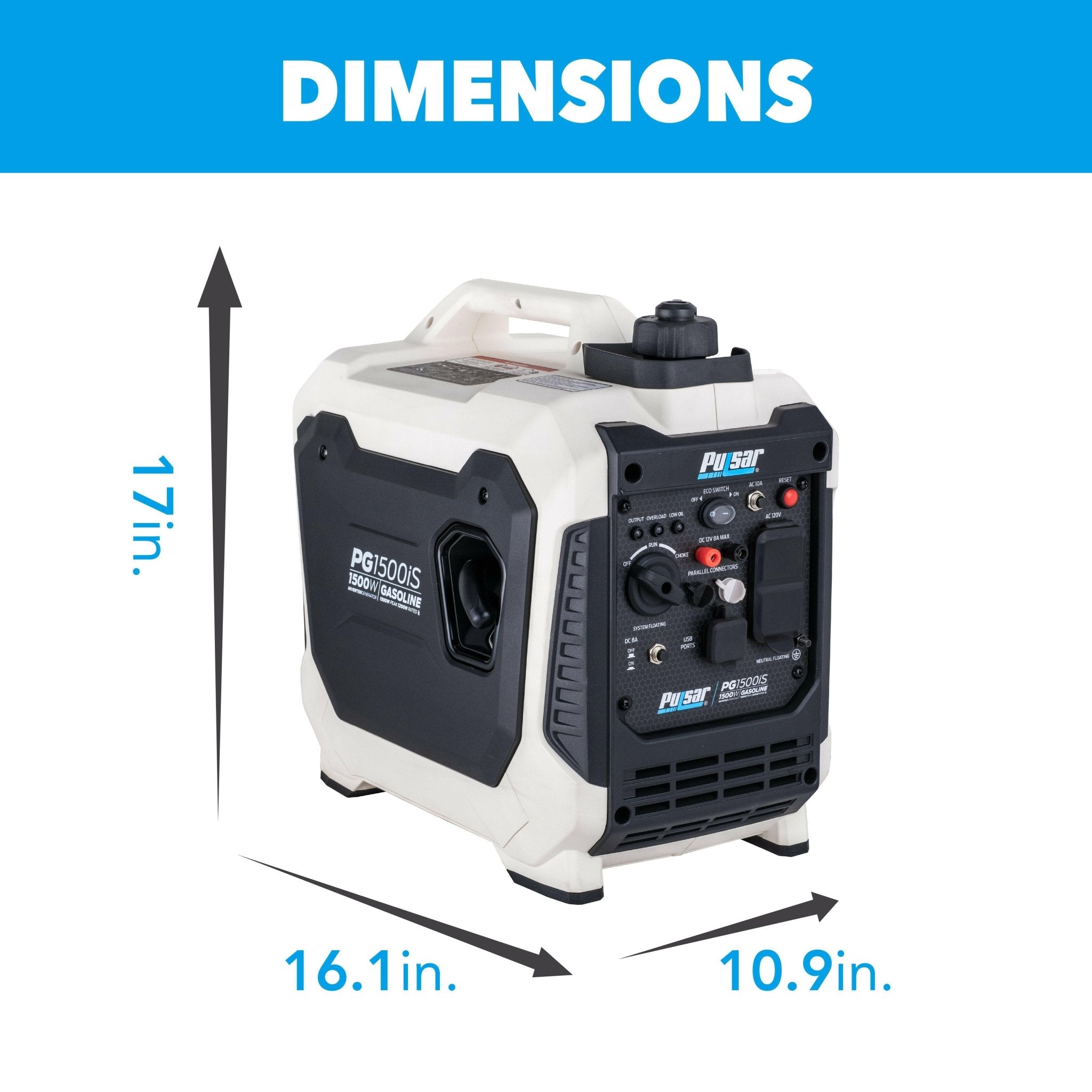 Pulsar PG1202s 1200W Peak 900W Rated Portable Gas - Powered Generator - One for All