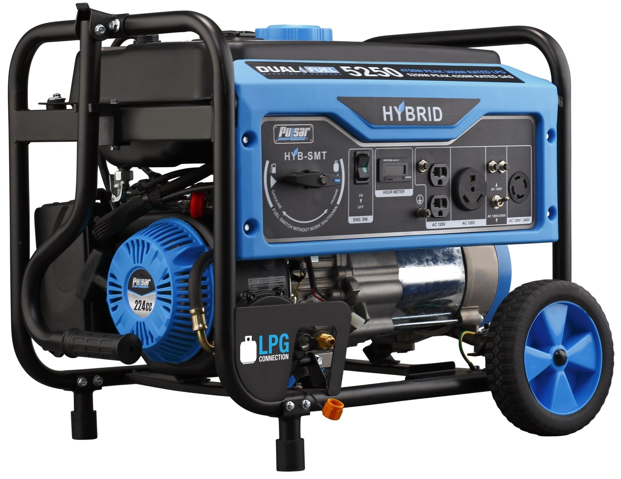 Pulsar Hybrid Dual Fuel Gas Propane Portable Generator 5250W Peak PG5250B - One for All