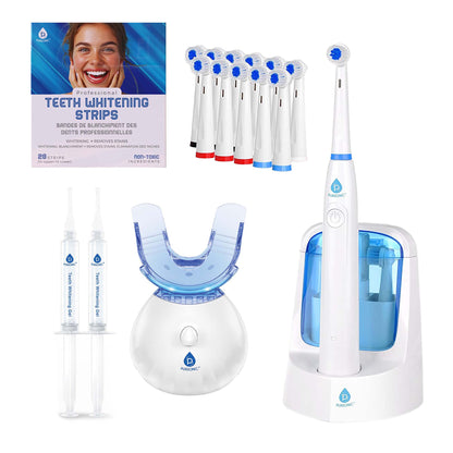 Pursonic Advanced Smile Care Bundle – LED Whitening Kit, Whitening Strips, & Electric Toothbrush - One for All