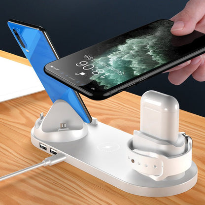 Wireless Charger For IPhone Fast Charger For Phone Fast Charging Pad For Phone Watch 6 In 1 Charging Dock Station - One for All