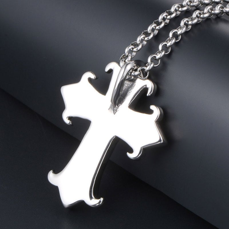 Gothic Vintage Cross Ghost Head Men's Titanium Steel Pendant Necklace Fashion Fashionmonger Punk Jewelry - One for All