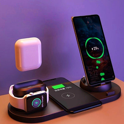 Wireless Charger For IPhone Fast Charger For Phone Fast Charging Pad For Phone Watch 6 In 1 Charging Dock Station - One for All