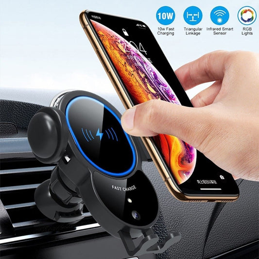 10W Wireless Automatic Clamping Mount Fast Charger For Your Car - One for All